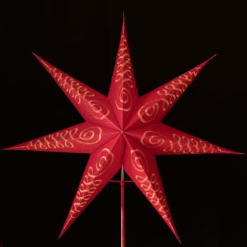 Magyar red/gold - Foldable glowing star, paper poinsettia with 7 points, 60 cm